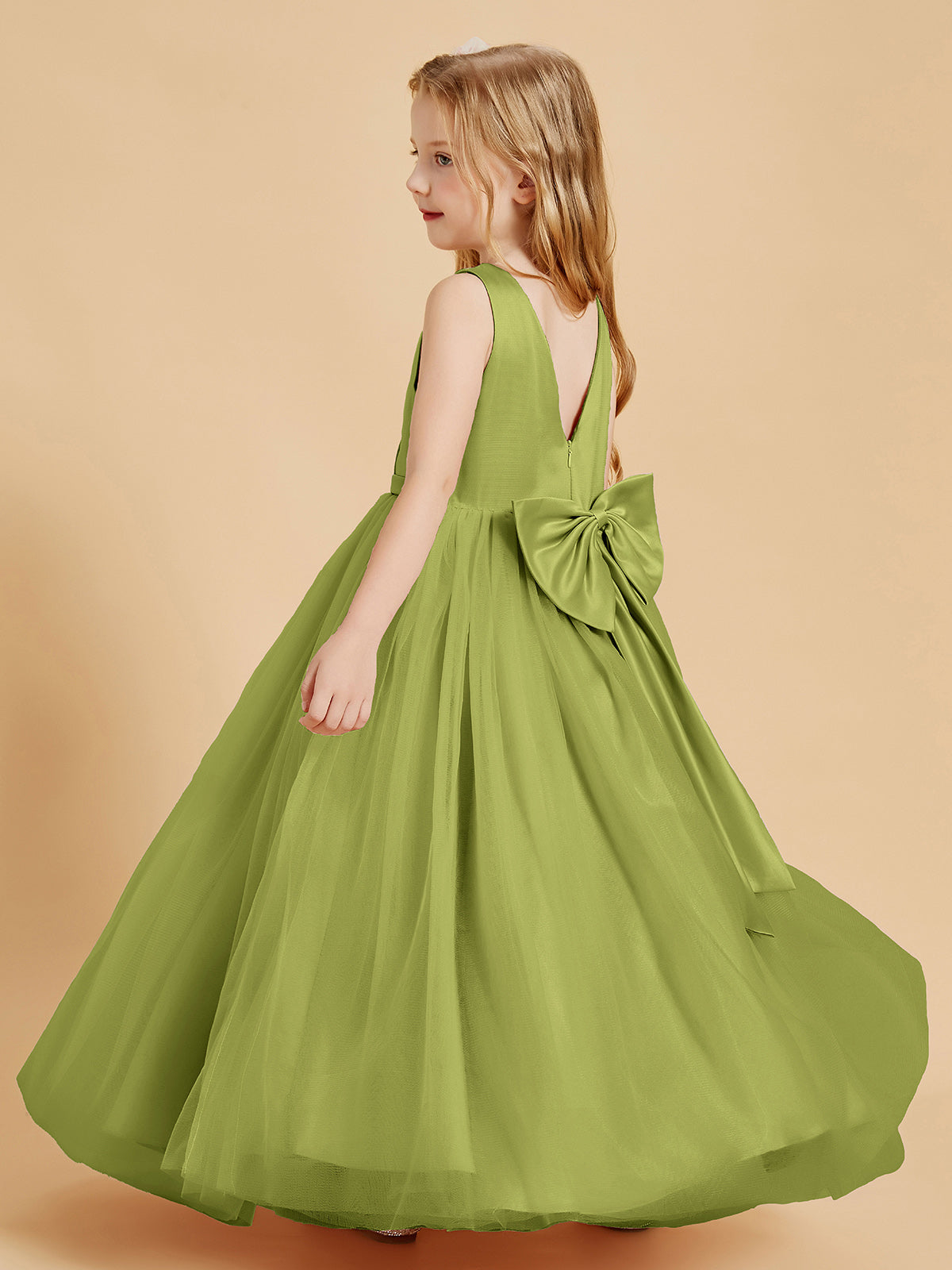 Tulle Junior Bridesmaid Dresses Satin Top Clover